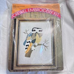 Vintage 1972 Pauline Denham Crewel Embroidery Kit-Night Owl Picture